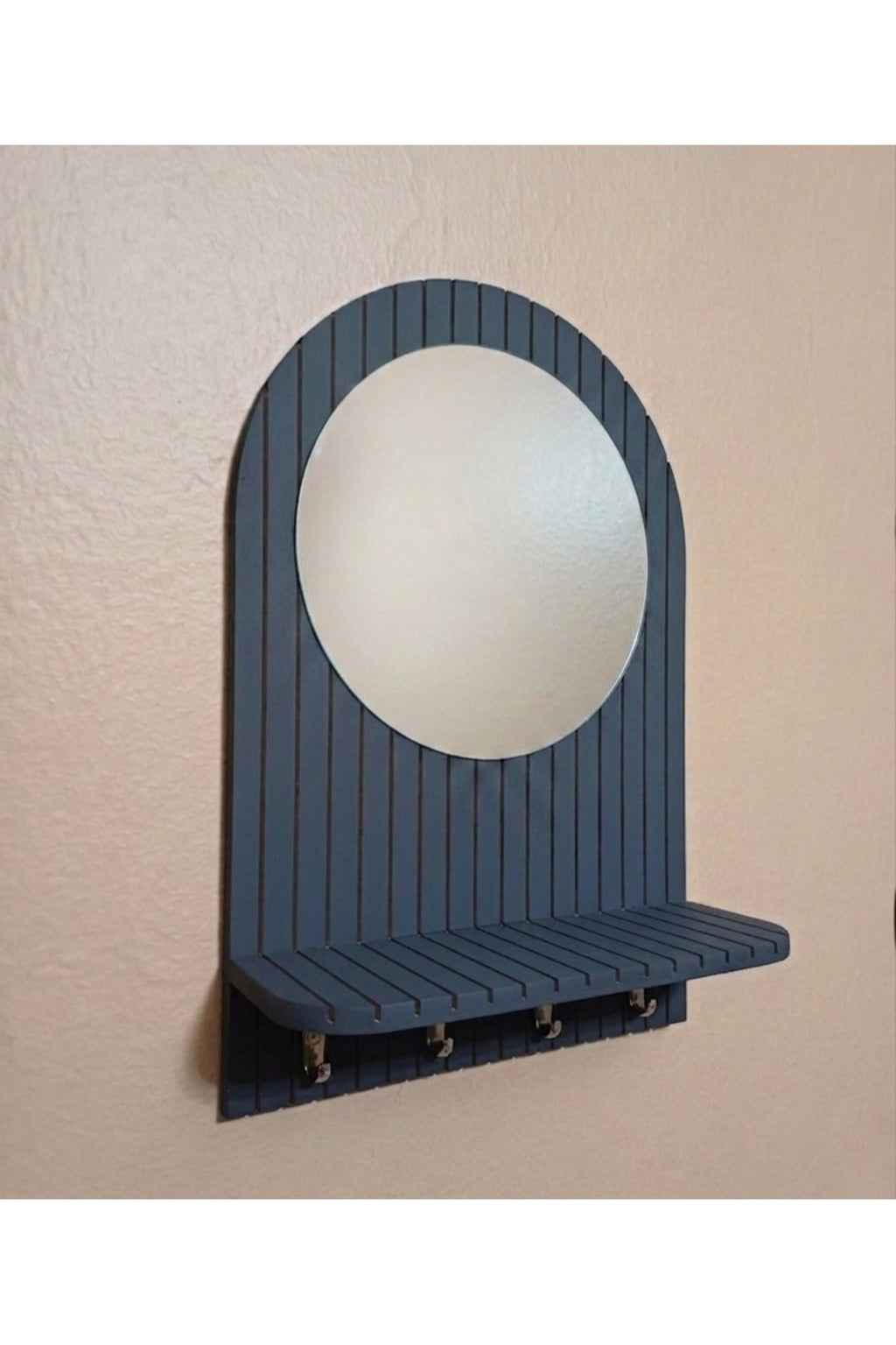 Miroir de couloir, miroir de maquillage, organiseur mural avec porte-clés et étagère