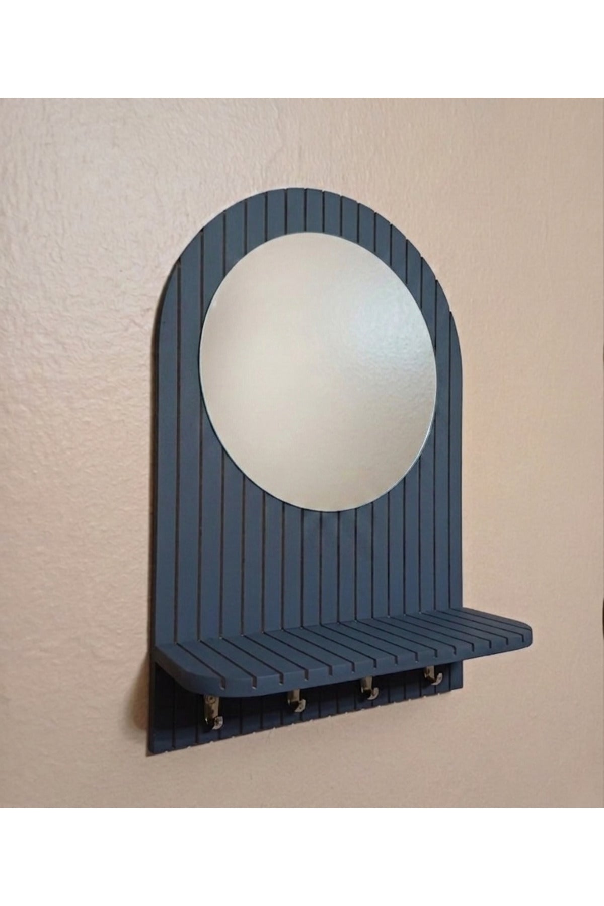 Miroir de couloir, miroir de maquillage, organiseur mural avec porte-clés et étagère