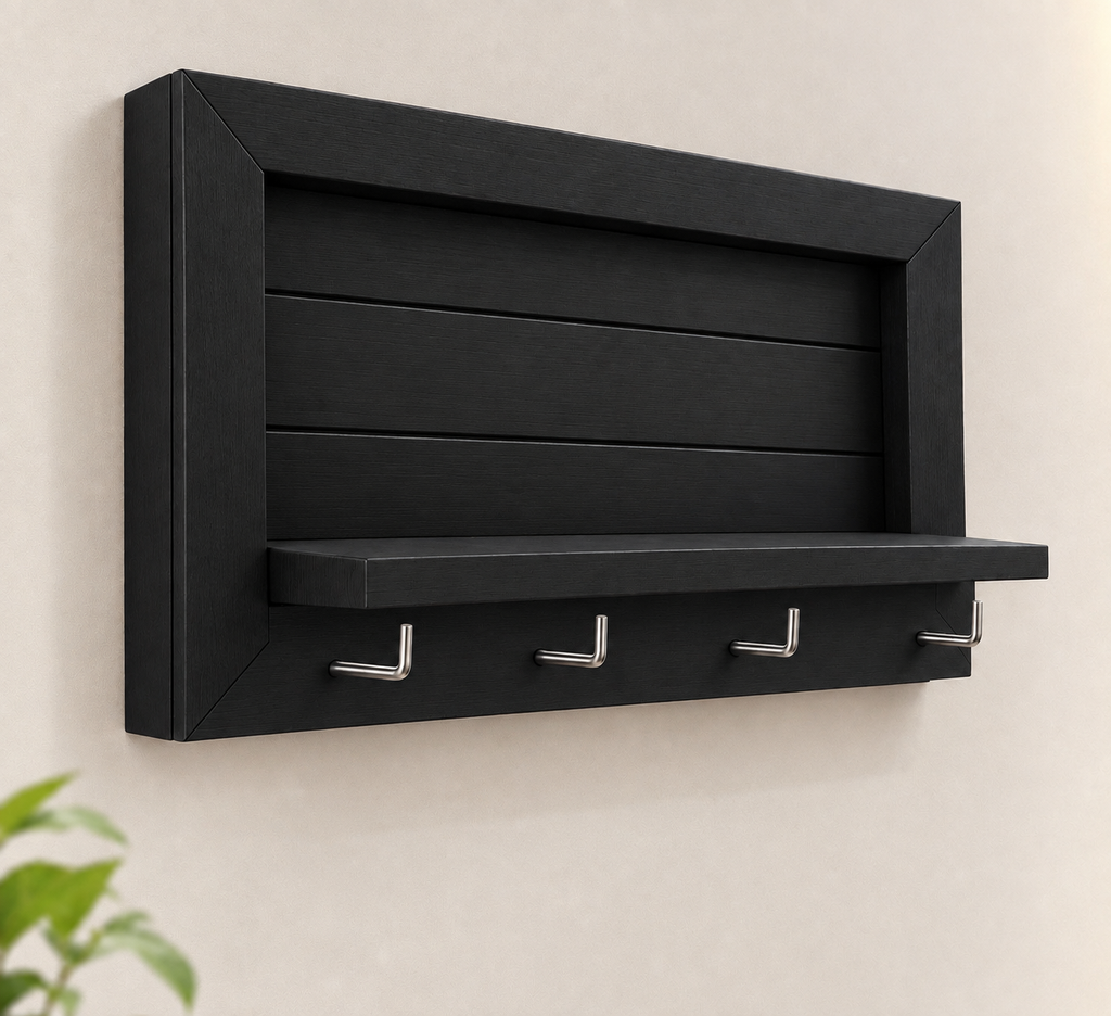 Cache tableau électrique et porte-clé en bois