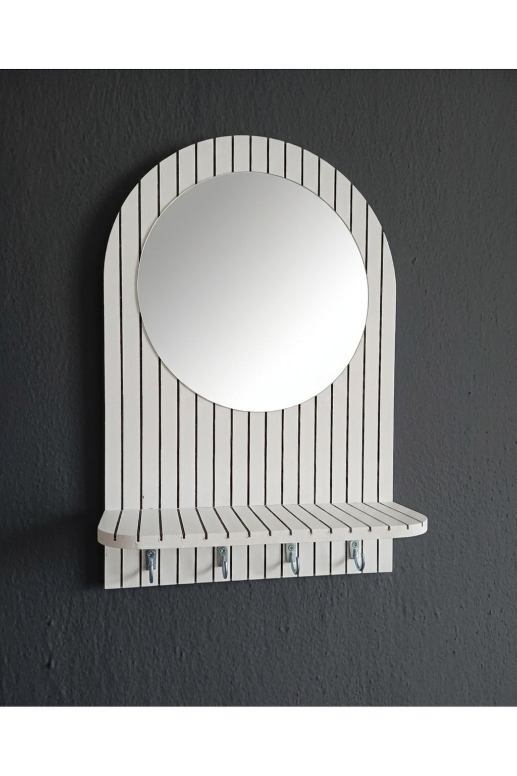 Miroir de couloir, miroir de maquillage, organiseur mural avec porte-clés et étagère