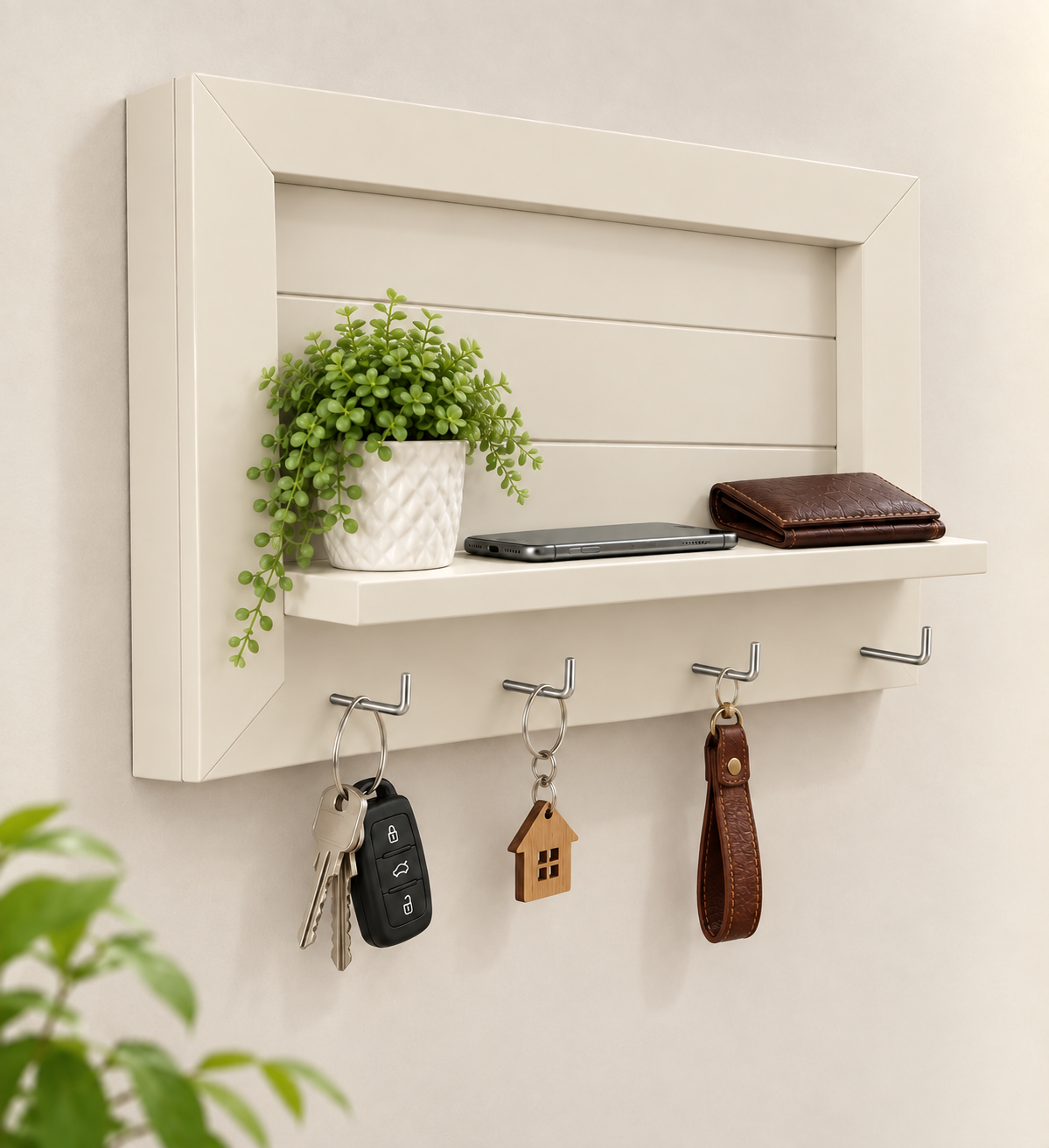 Cache tableau électrique et porte-clé en bois